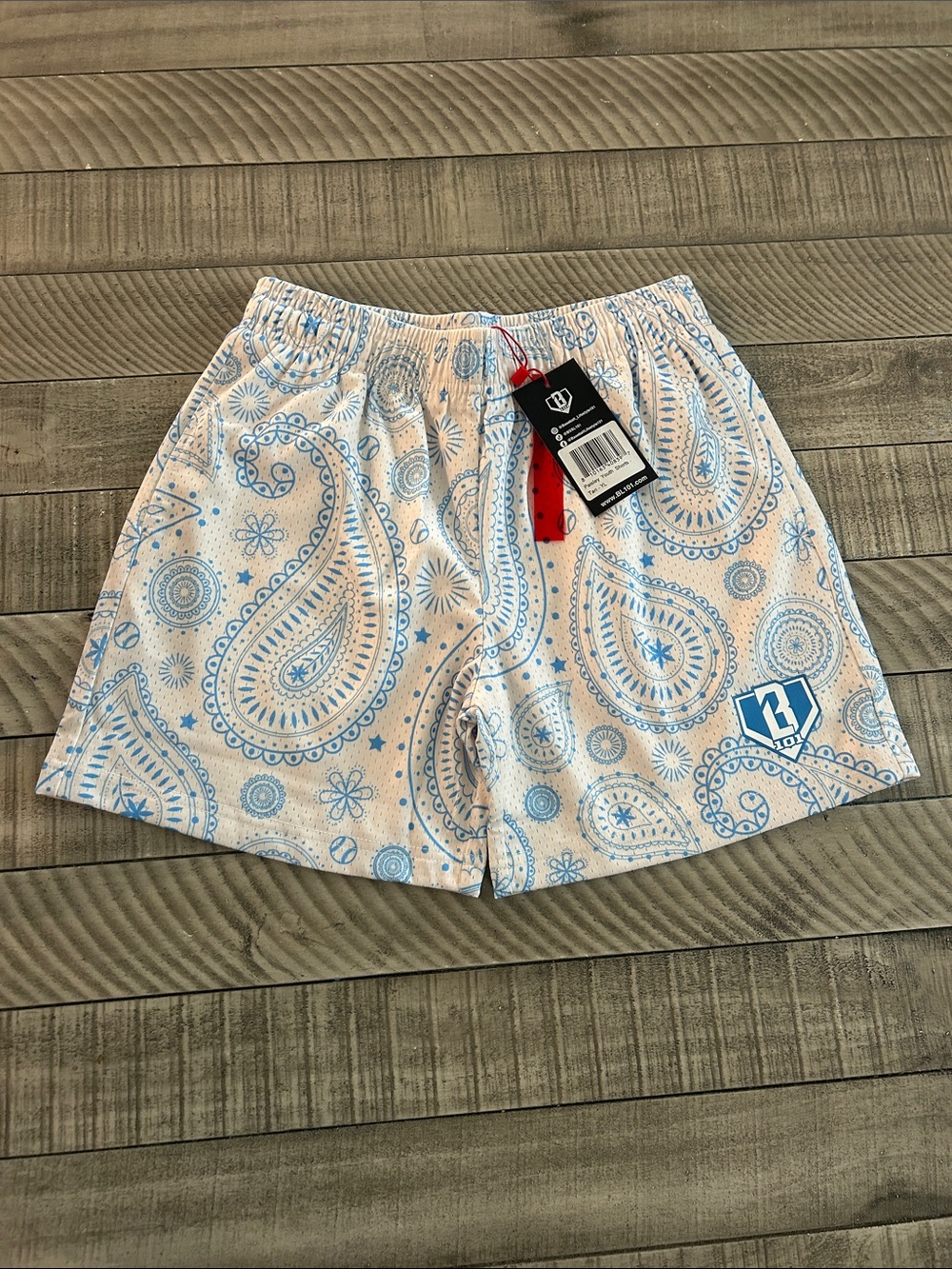 Light Blue Paisley Kids Casual Shorts - BOY Logo